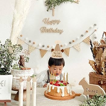 Amazon.co.jp: Hanakaze 1歳 誕生日 飾り付け フェルト生地 誕生